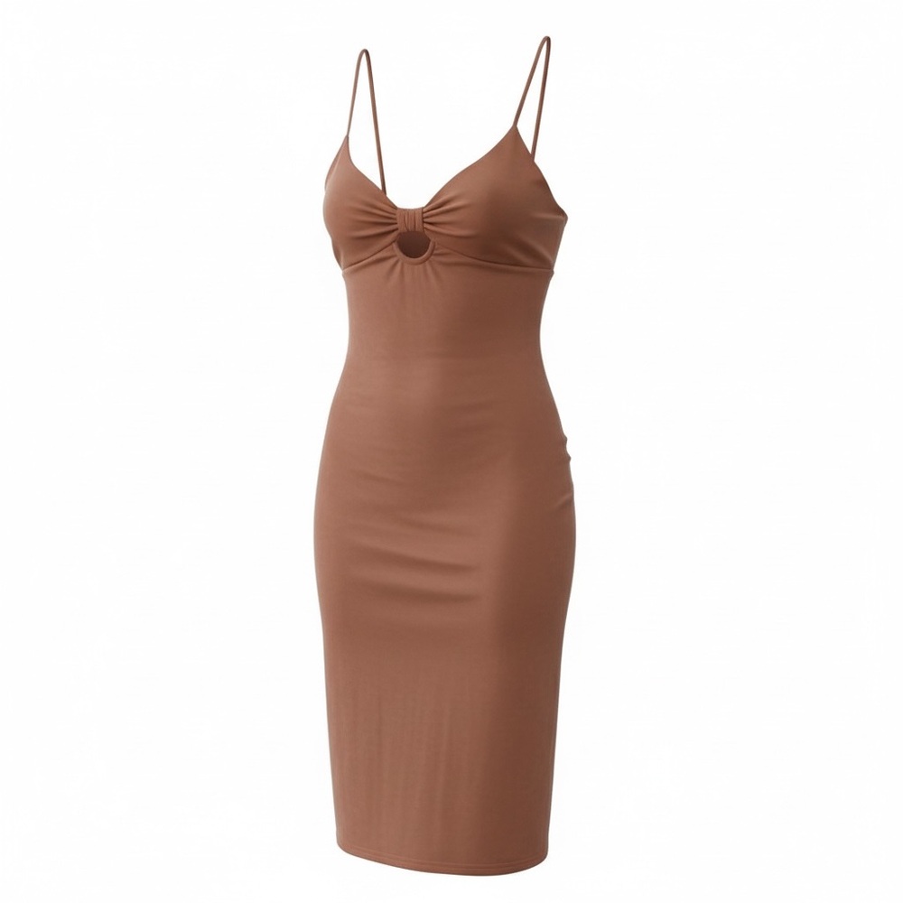 Tan fitted dress - Picture 2 of 4